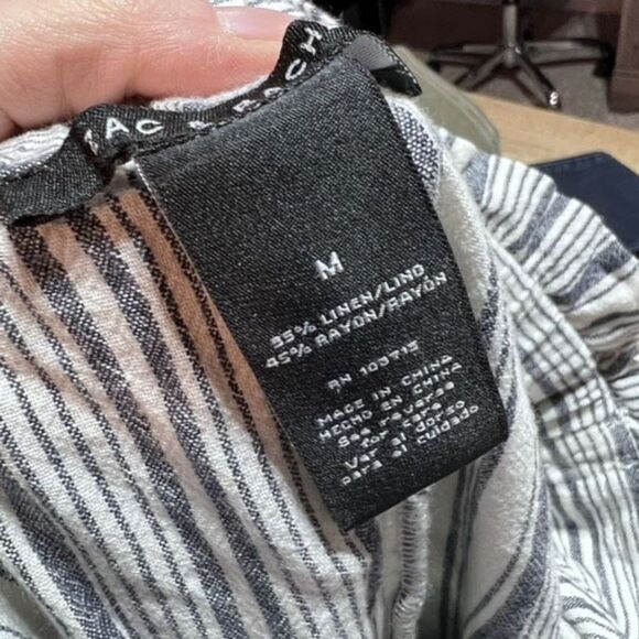 Zac & Rachel Women's Gray Striped Hi Rise Belted Linen Pants Size Medium Cropped - Picture 4 of 10